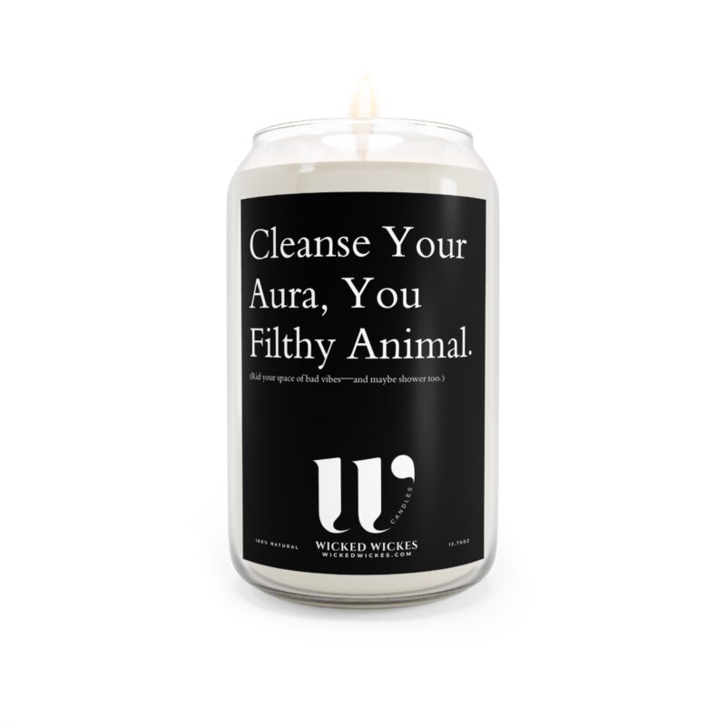 Cleanse Your Aura You Filthy Animal (Rid your space of bad vibes and maybe shower too) Scented Candle Gift, 13.75oz